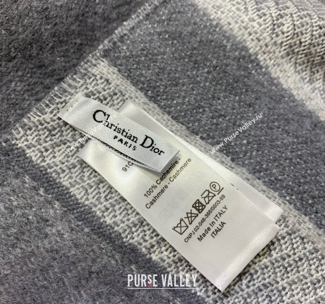 Dior Cashmere Long Scarf with Fringe 45x200cm Grey 2024 0111 (wns-240111036)