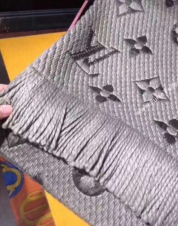 Louis Vuitton Logomania Wool Long Scarf with Fringe 30x168cm Grey 2024 M74742 (wtz-240110001)