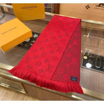 Louis Vuitton Logomania Wool Long Scarf with Fringe 30x175cm Red 2024 LV011001 (wtz-240110004)