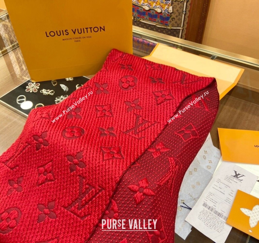 Louis Vuitton Logomania Wool Long Scarf with Fringe 30x175cm Red 2024 LV011001 (wtz-240110004)