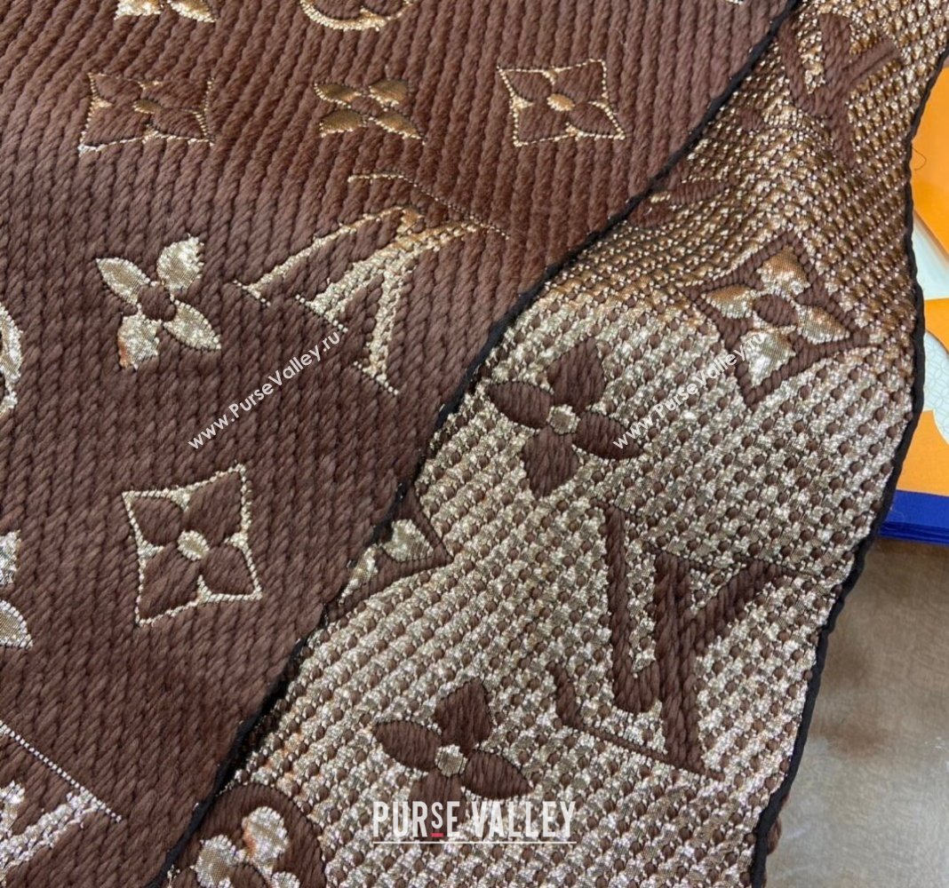 Louis Vuitton Logomania Wool Long Scarf with Fringe 30x175cm Brown/Gold 2024 LV011001 (wtz-240110005)