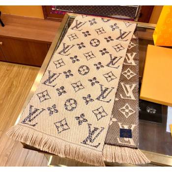 Louis Vuitton Monogram Giant Jungle Logomania Wool Long Scarf with Fringe 39.5x176cm Beige 2024 (wtz-240110007)