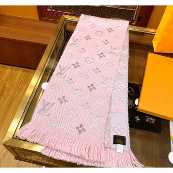 Louis Vuitton Logomania Wool Long Scarf with Fringe 30x175cm Light Pink 2024 LV011002 (wtz-240110009)