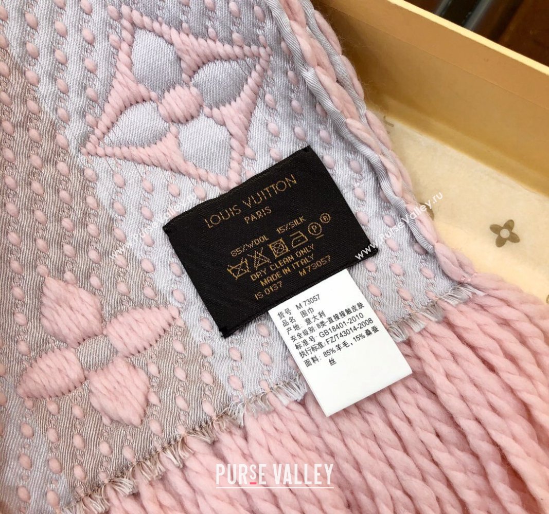 Louis Vuitton Logomania Wool Long Scarf with Fringe 30x175cm Light Pink 2024 LV011002 (wtz-240110009)