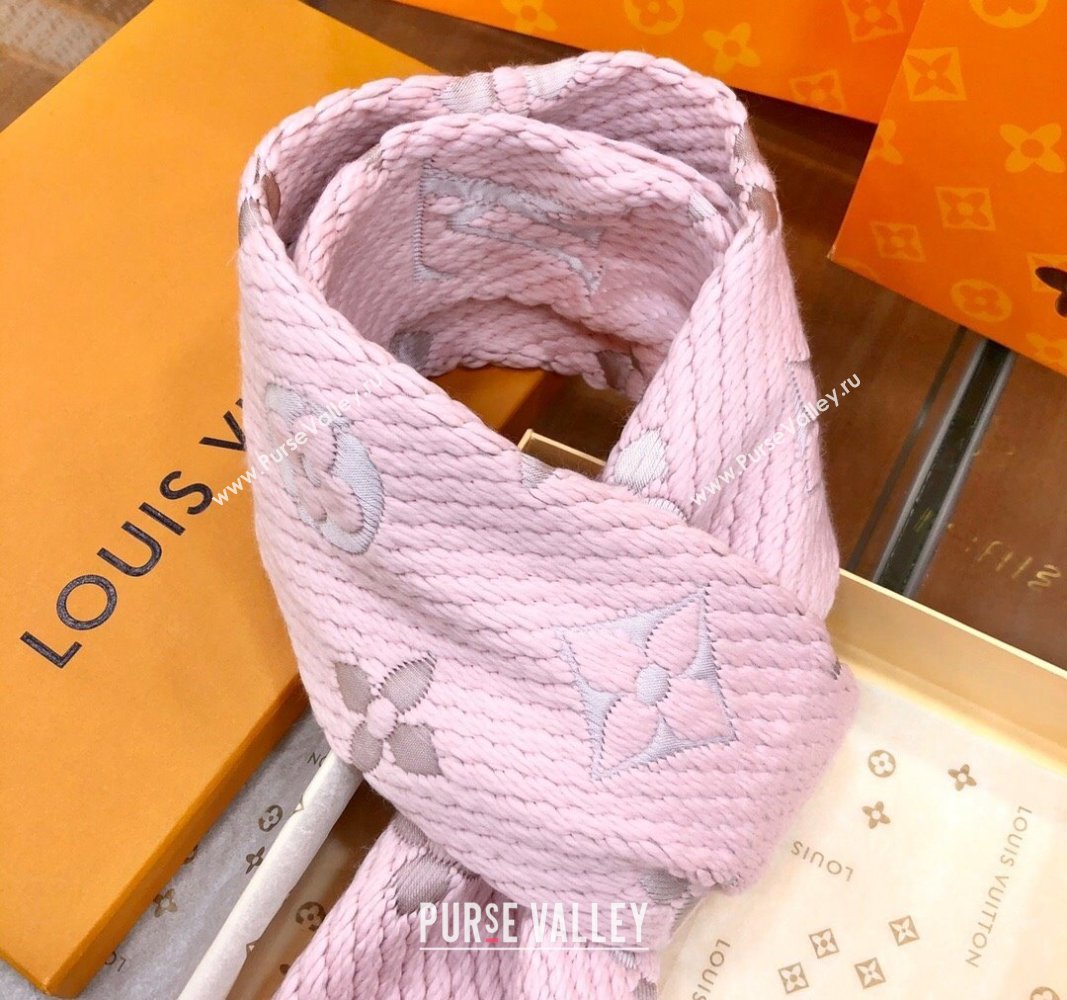 Louis Vuitton Logomania Wool Long Scarf with Fringe 30x175cm Light Pink 2024 LV011002 (wtz-240110009)