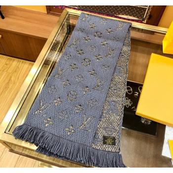 Louis Vuitton Logomania Wool Long Scarf with Fringe 30x175cm Grey/Gold 2024 LV011003 (wtz-240110019)