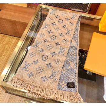 Louis Vuitton Logomania Wool Long Scarf with Fringe 30x175cm Beige/Silver 2024 LV011003 (wtz-240110025)