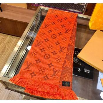 Louis Vuitton Logomania Wool Long Scarf with Fringe 30x175cm Orange 2024 LV011004 (wtz-240110027)