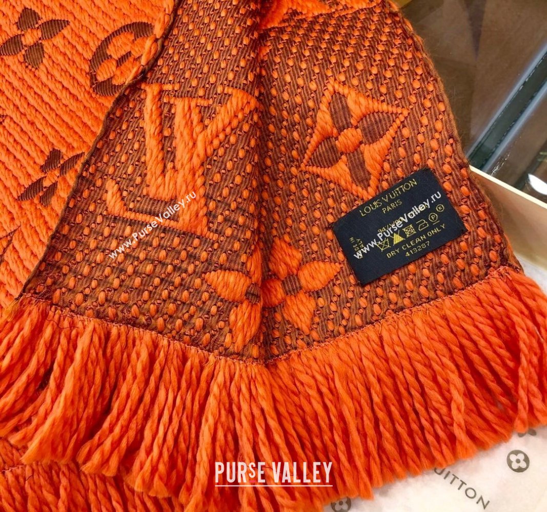 Louis Vuitton Logomania Wool Long Scarf with Fringe 30x175cm Orange 2024 LV011004 (wtz-240110027)