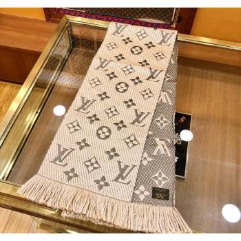 Louis Vuitton Logomania Wool Long Scarf with Fringe 30x175cm Beige 2024 LV011004 (wtz-240110032)