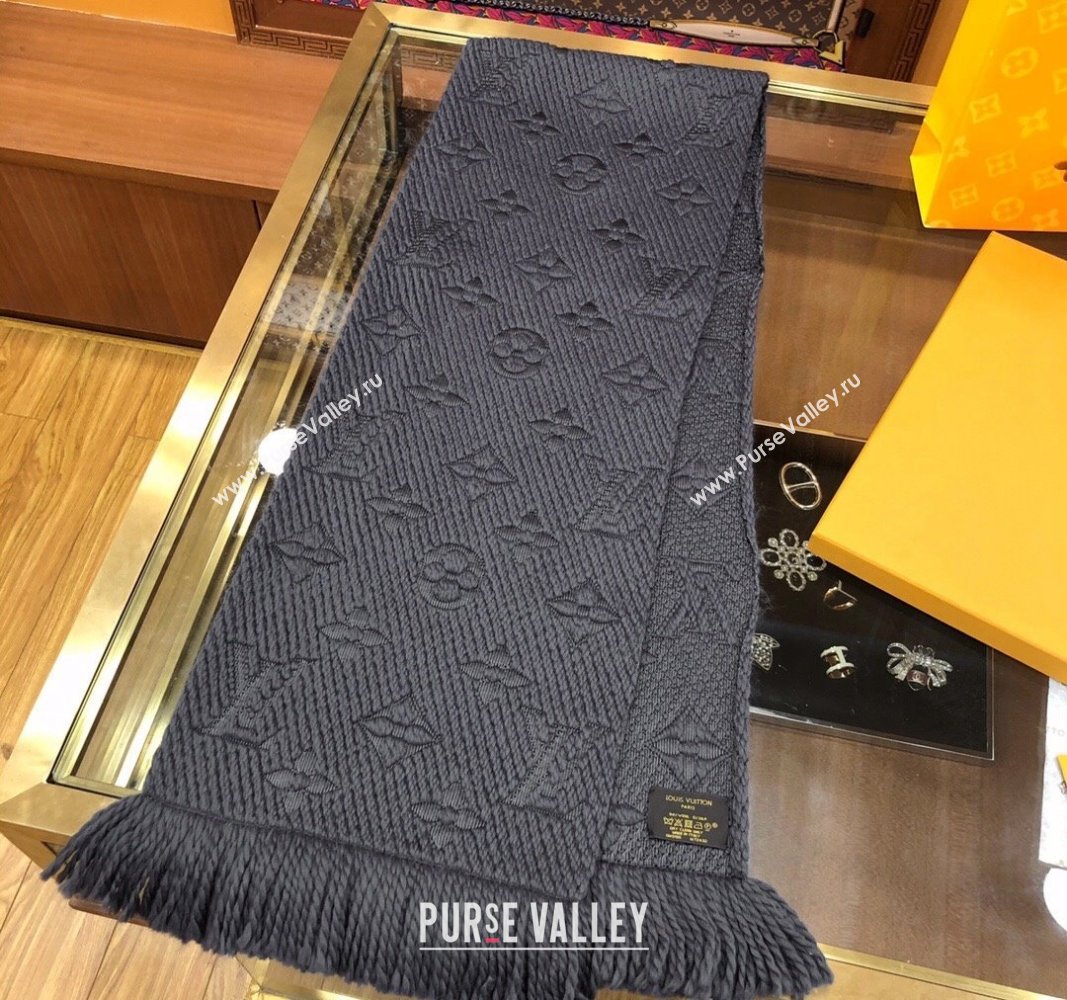 Louis Vuitton Logomania Wool Long Scarf with Fringe 30x175cm Black 2024 LV011004 (wtz-240110034)