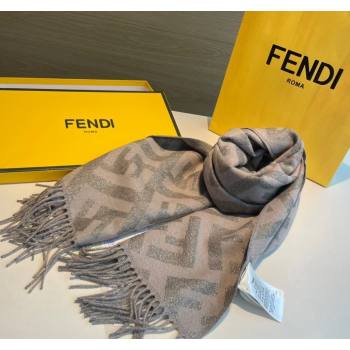 Fendi Shiny FF Cashmere Long Scarf 47x170cm Grey 2024 0111 (XMN-240111049)