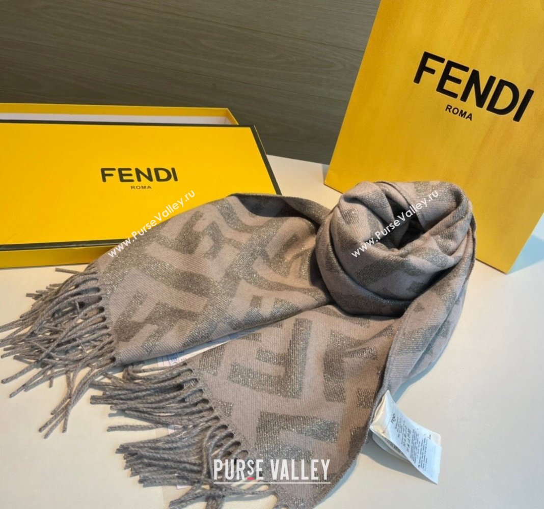 Fendi Shiny FF Cashmere Long Scarf 47x170cm Grey 2024 0111 (XMN-240111049)