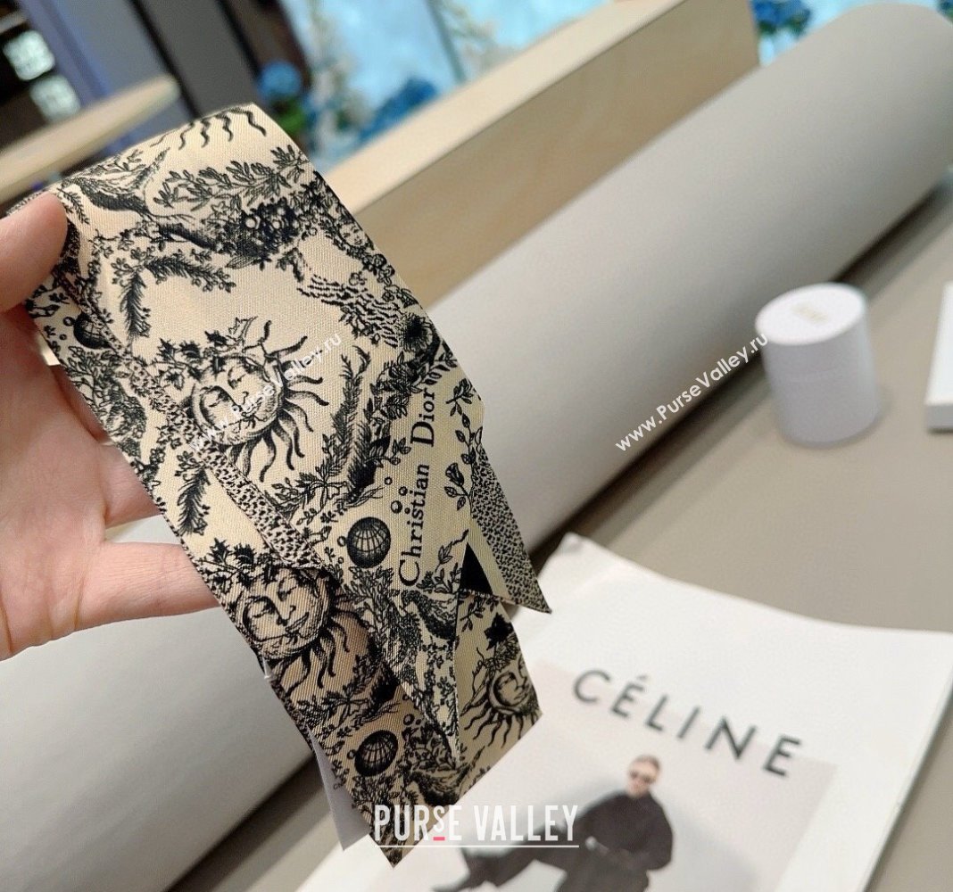 Dior Toile de Jouy Soleil Motif Silk Bandeau Scarf 6x100cm Beige 2024 (A-240407070)