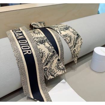Dior Toile de Jouy Soleil Motif Silk Bandeau Scarf 6x100cm Beige 2024 (A-240407070)
