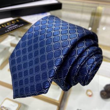 Gucci GG Web Silk Tie Blue 2024 0408 (A-240408033)