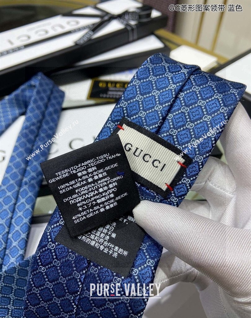 Gucci GG Web Silk Tie Blue 2024 0408 (A-240408033)
