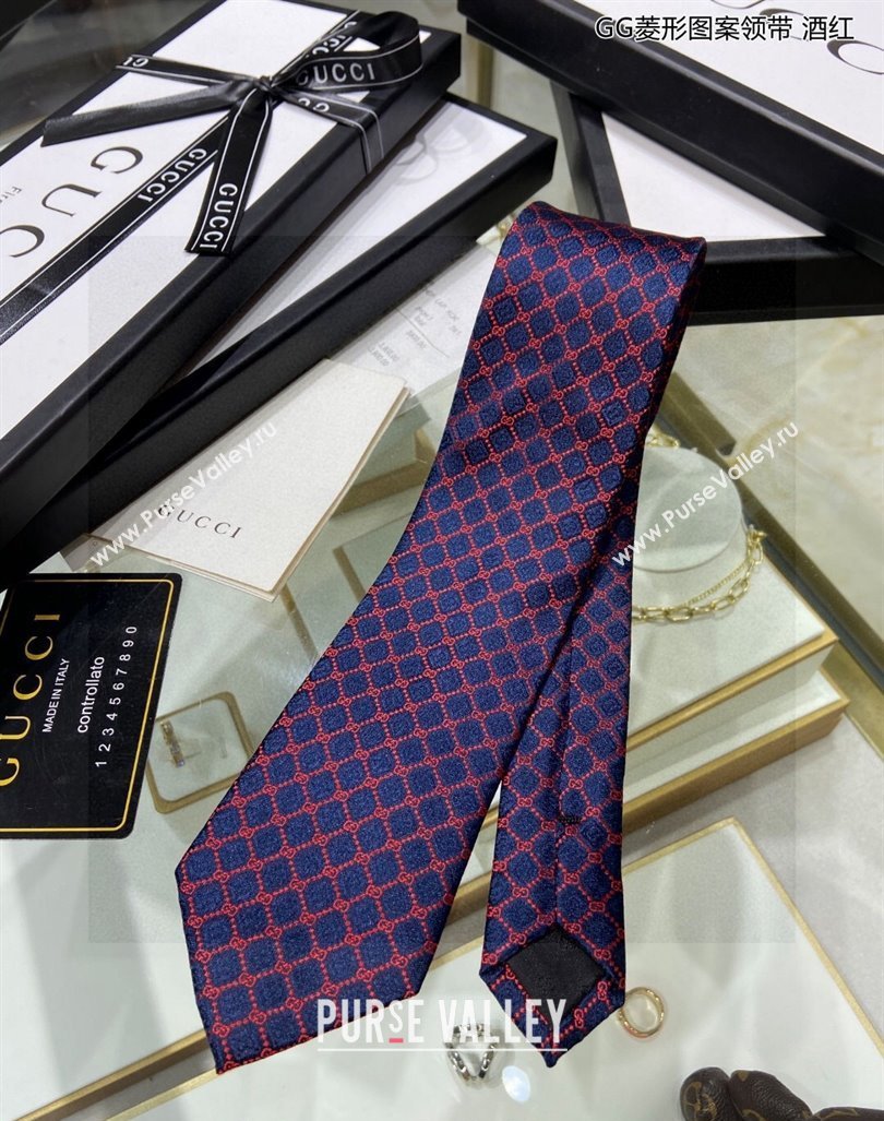 Gucci GG Web Silk Tie Burgundy 2024 0408 (A-240408034)