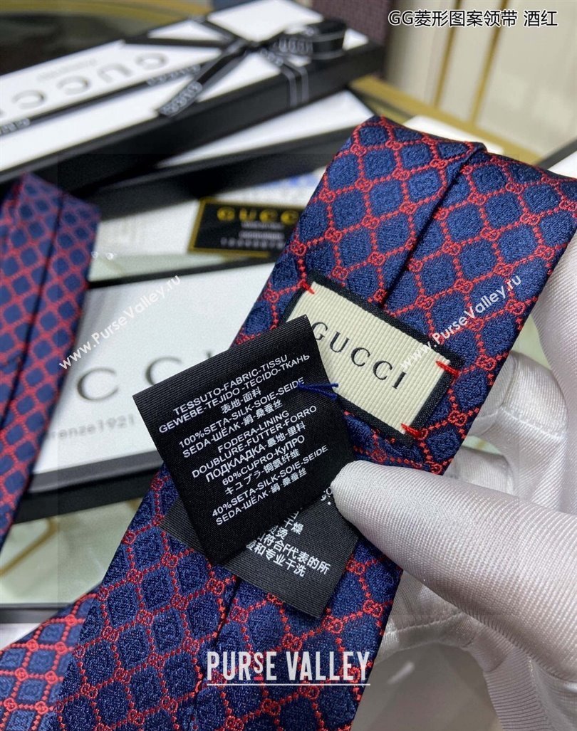 Gucci GG Web Silk Tie Burgundy 2024 0408 (A-240408034)