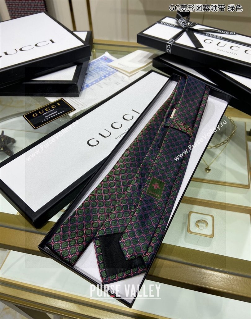 Gucci GG Web Silk Tie Green 2024 0408 (A-240408035)