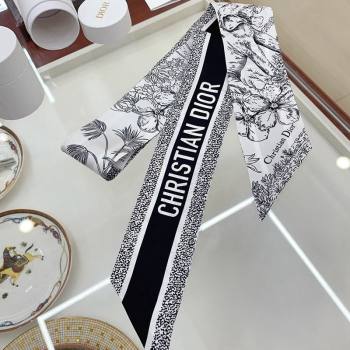 Dior Silk Bandeau Scarf 8x100cm White 2024 0407 (A-240407072)