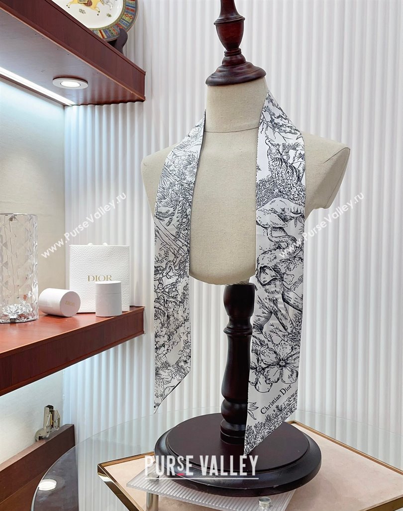 Dior Silk Bandeau Scarf 8x100cm White 2024 0407 (A-240407072)