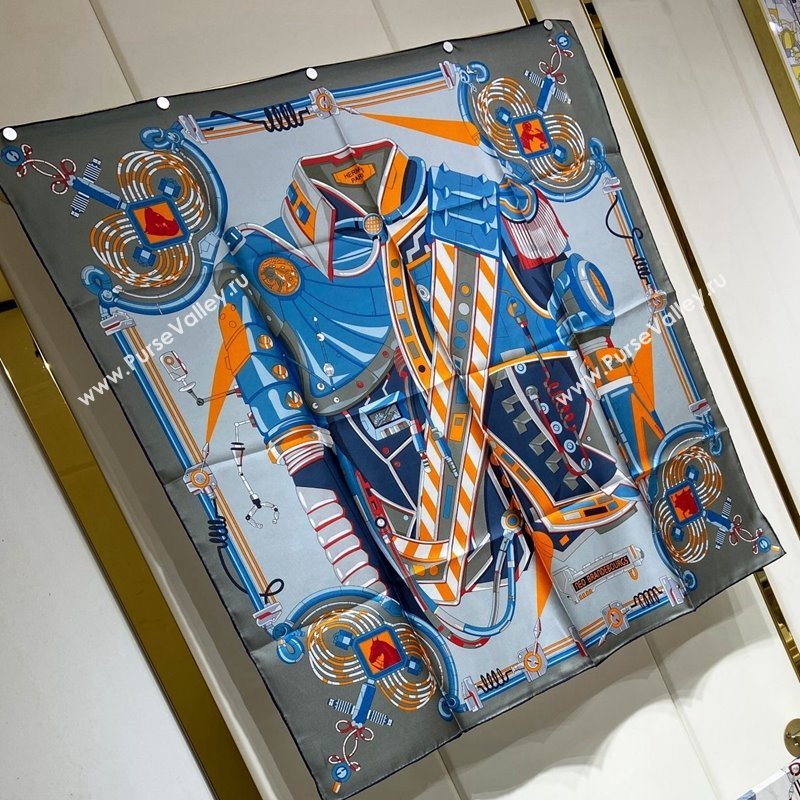 Hermes Neo Brandebourgs Sqaure Scarf 90x90cm Grey 2024 (A-240407018)