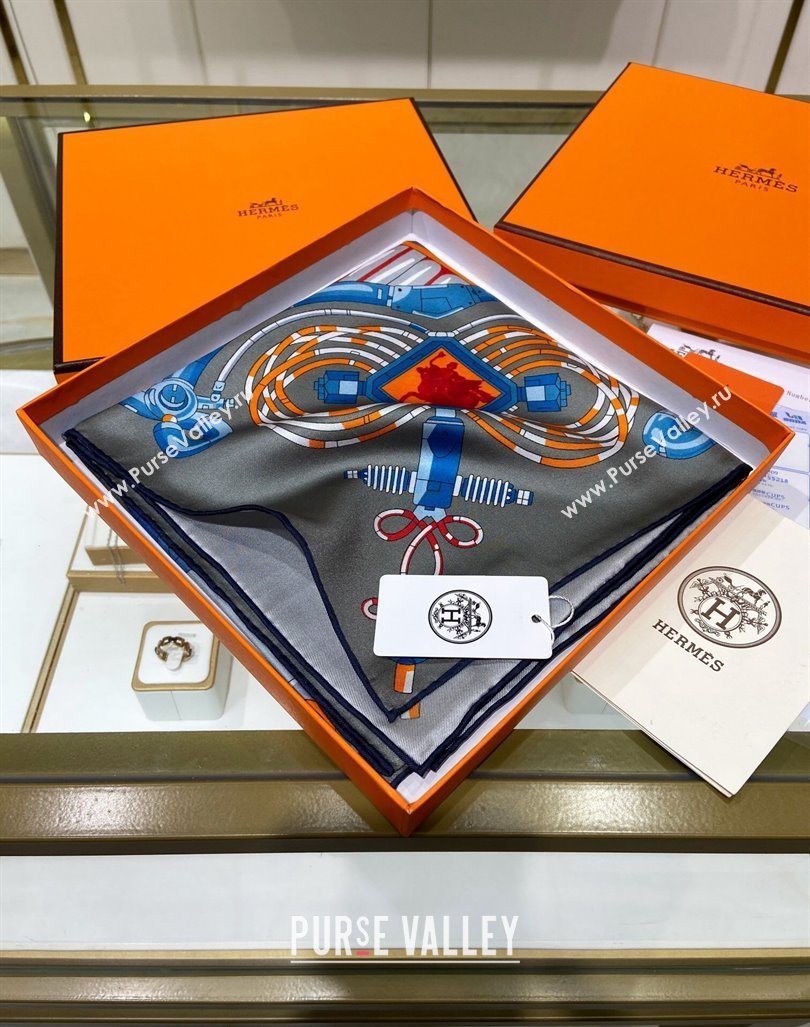 Hermes Neo Brandebourgs Sqaure Scarf 90x90cm Grey 2024 (A-240407018)
