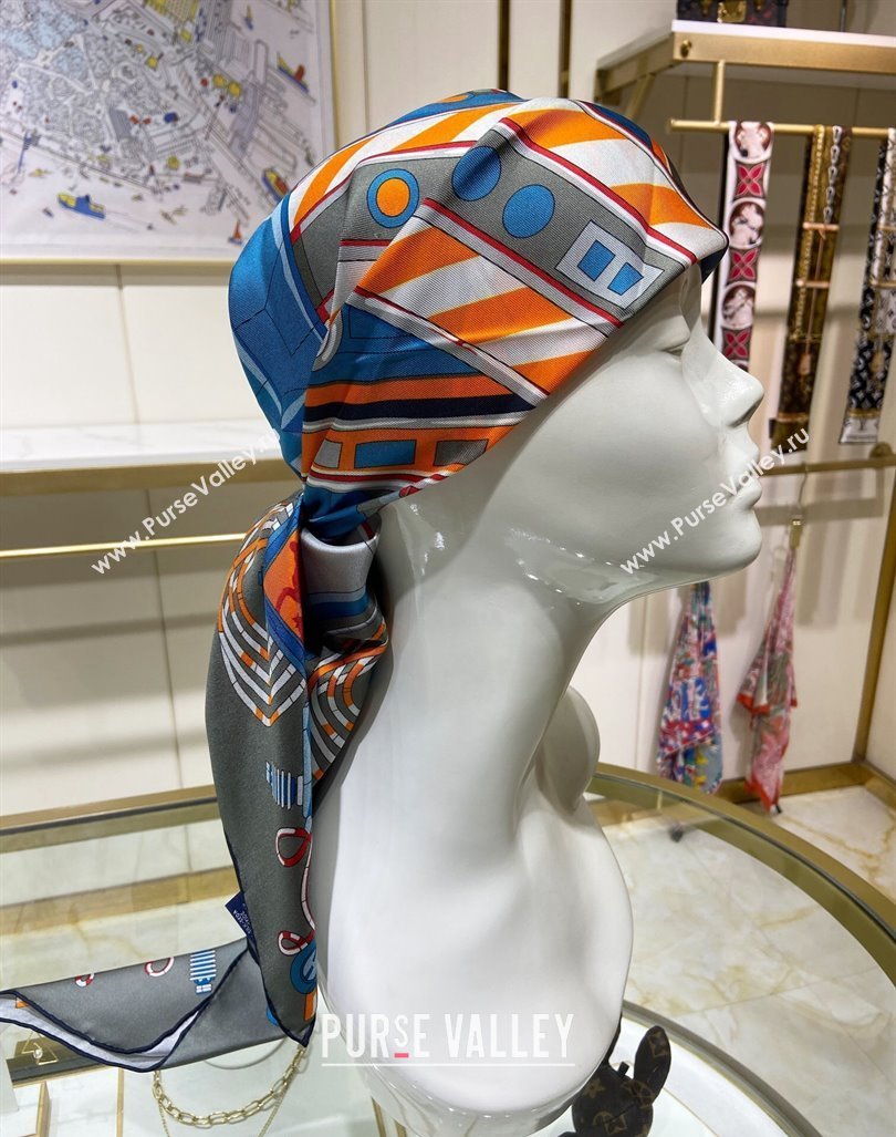 Hermes Neo Brandebourgs Sqaure Scarf 90x90cm Grey 2024 (A-240407018)