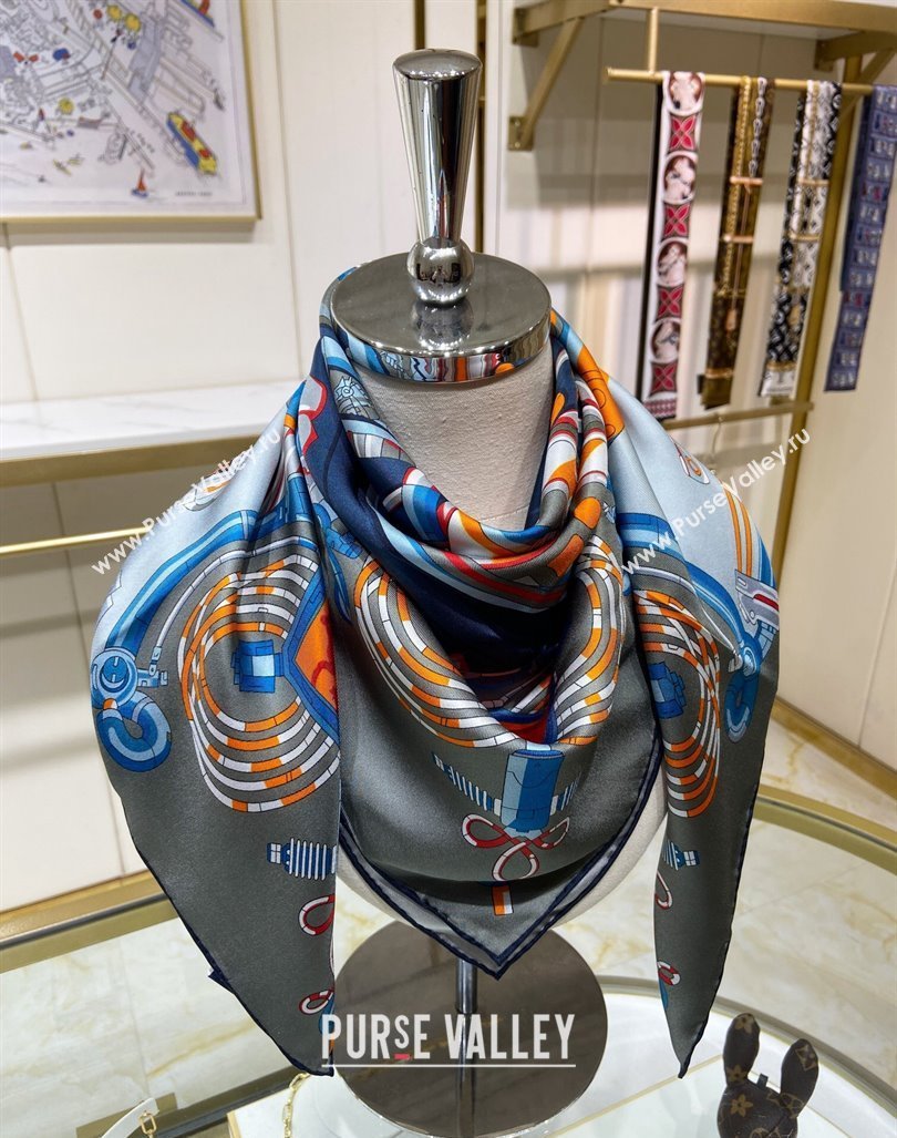 Hermes Neo Brandebourgs Sqaure Scarf 90x90cm Grey 2024 (A-240407018)