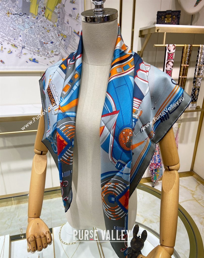 Hermes Neo Brandebourgs Sqaure Scarf 90x90cm Grey 2024 (A-240407018)