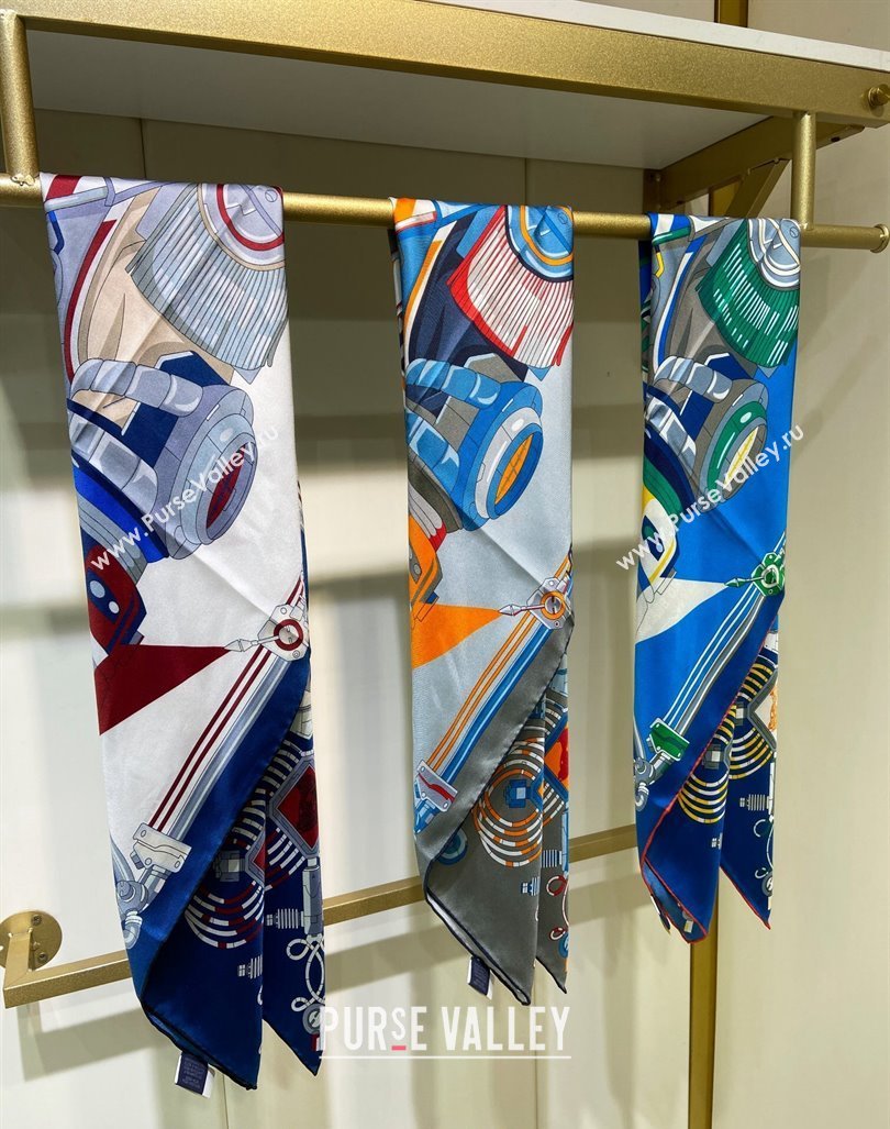 Hermes Neo Brandebourgs Sqaure Scarf 90x90cm Blue 2024 (A-240407019)