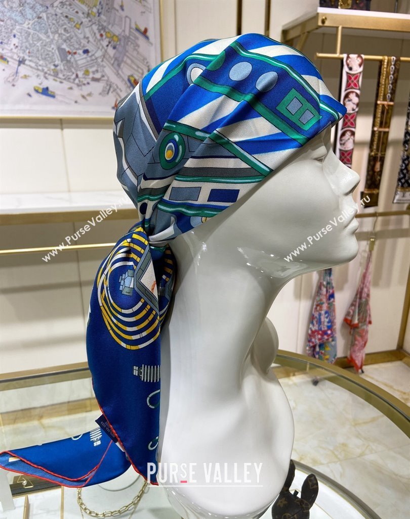 Hermes Neo Brandebourgs Sqaure Scarf 90x90cm Blue 2024 (A-240407019)