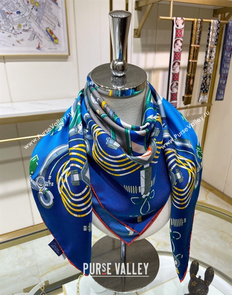 Hermes Neo Brandebourgs Sqaure Scarf 90x90cm Blue 2024 (A-240407019)