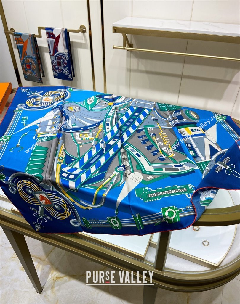 Hermes Neo Brandebourgs Sqaure Scarf 90x90cm Blue 2024 (A-240407019)