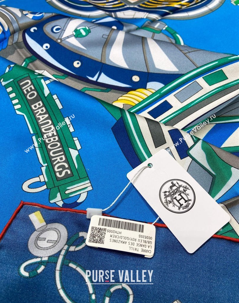 Hermes Neo Brandebourgs Sqaure Scarf 90x90cm Blue 2024 (A-240407019)