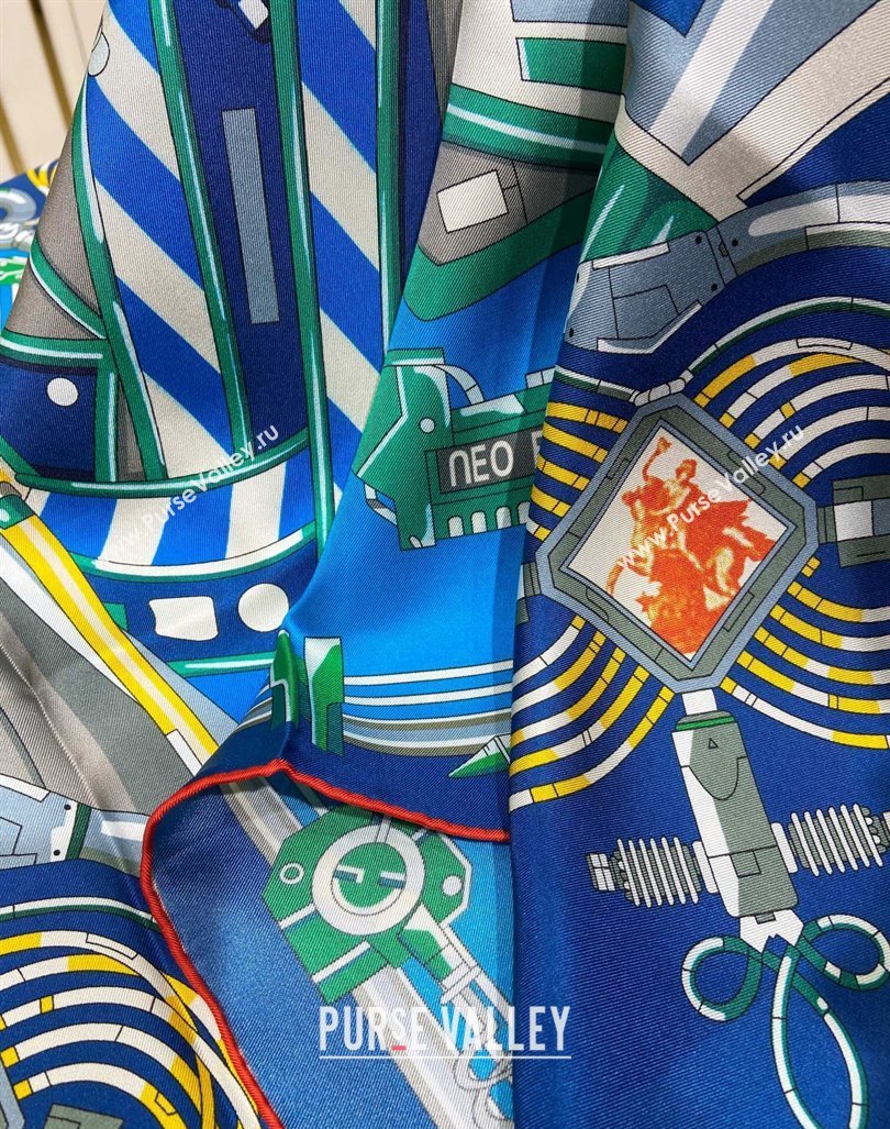 Hermes Neo Brandebourgs Sqaure Scarf 90x90cm Blue 2024 (A-240407019)