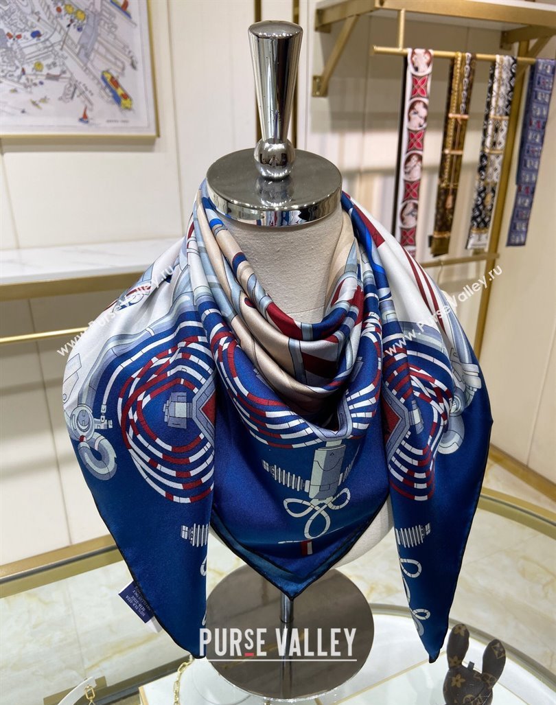 Hermes Neo Brandebourgs Sqaure Scarf 90x90cm White 2024 (A-240407020)