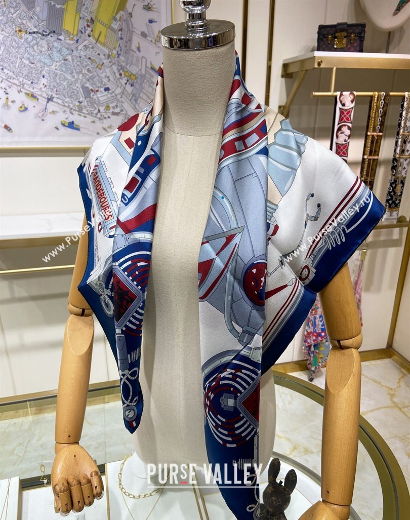 Hermes Neo Brandebourgs Sqaure Scarf 90x90cm White 2024 (A-240407020)