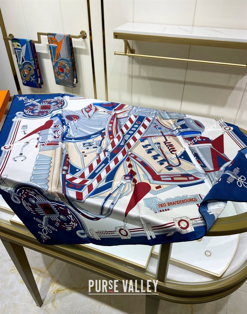 Hermes Neo Brandebourgs Sqaure Scarf 90x90cm White 2024 (A-240407020)