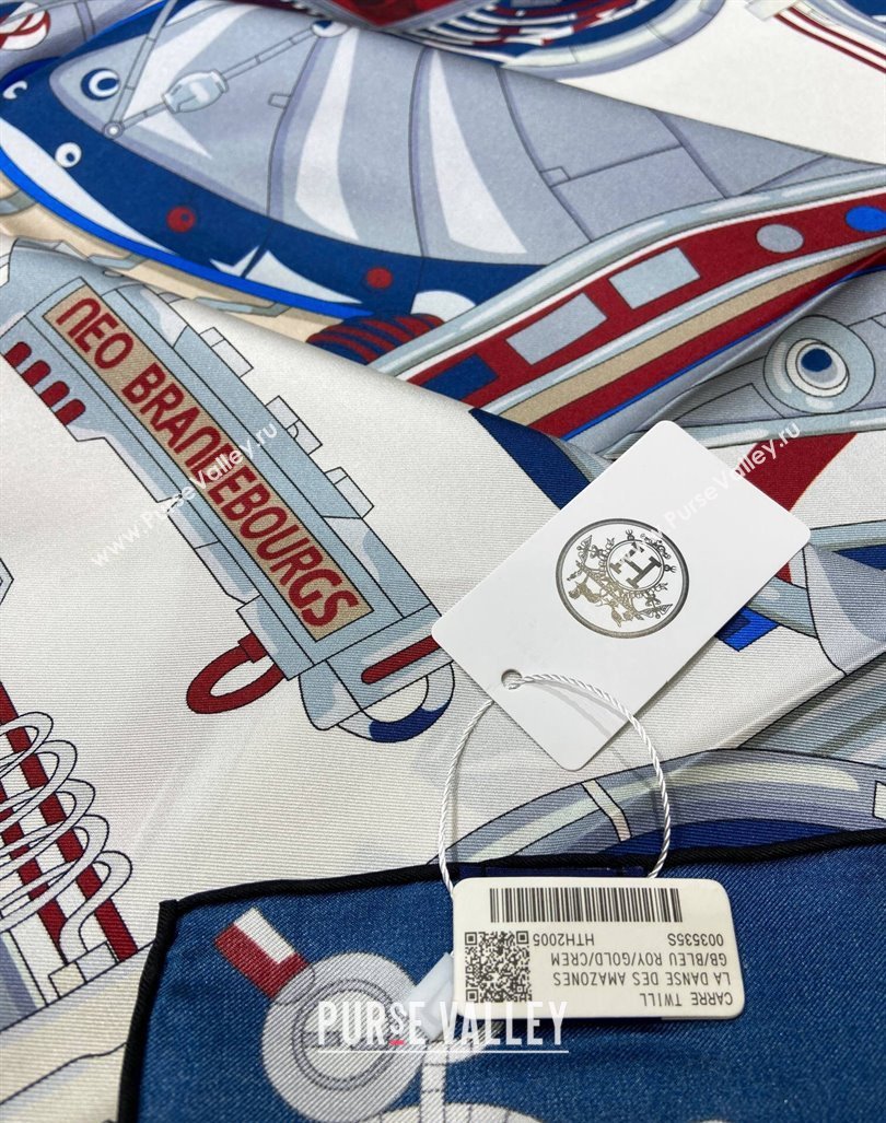 Hermes Neo Brandebourgs Sqaure Scarf 90x90cm White 2024 (A-240407020)