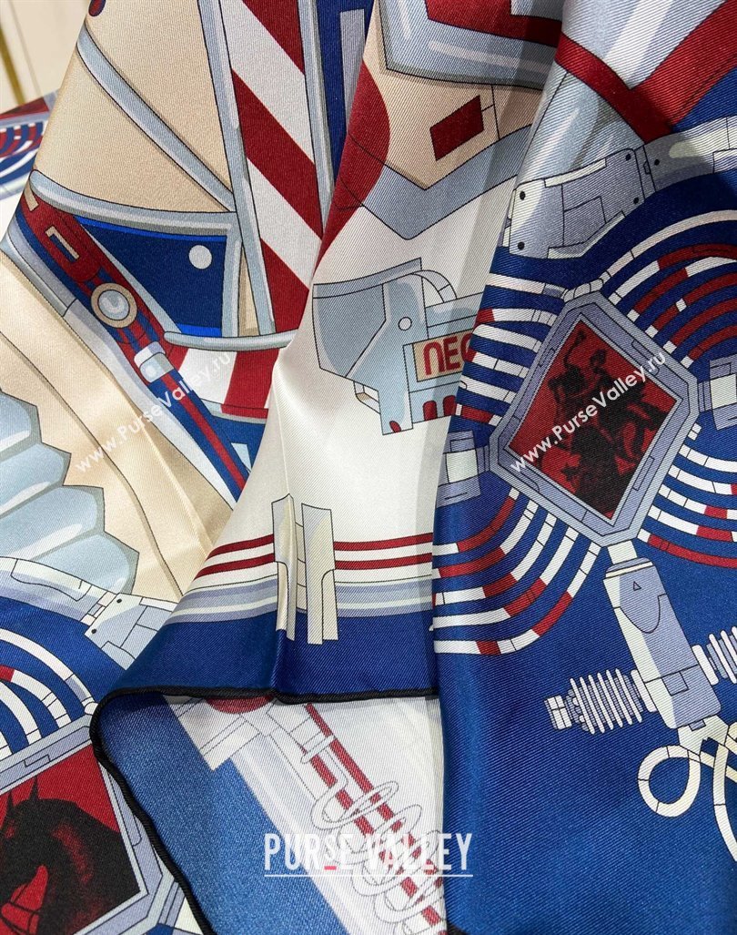 Hermes Neo Brandebourgs Sqaure Scarf 90x90cm White 2024 (A-240407020)