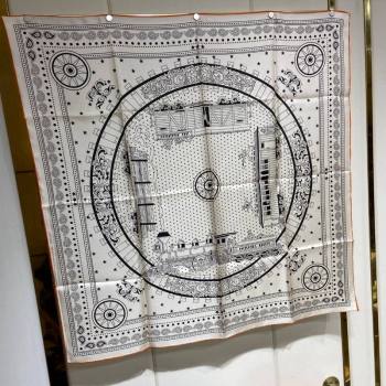 Hermes All Aboard! bandana Sqaure Scarf 90x90cm White 2024 (A-240407022)