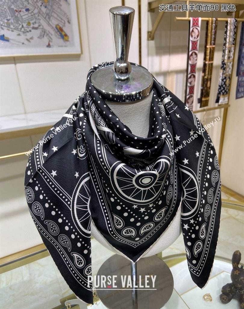 Hermes All Aboard! bandana Sqaure Scarf 90x90cm Black 2024 (A-240407023)