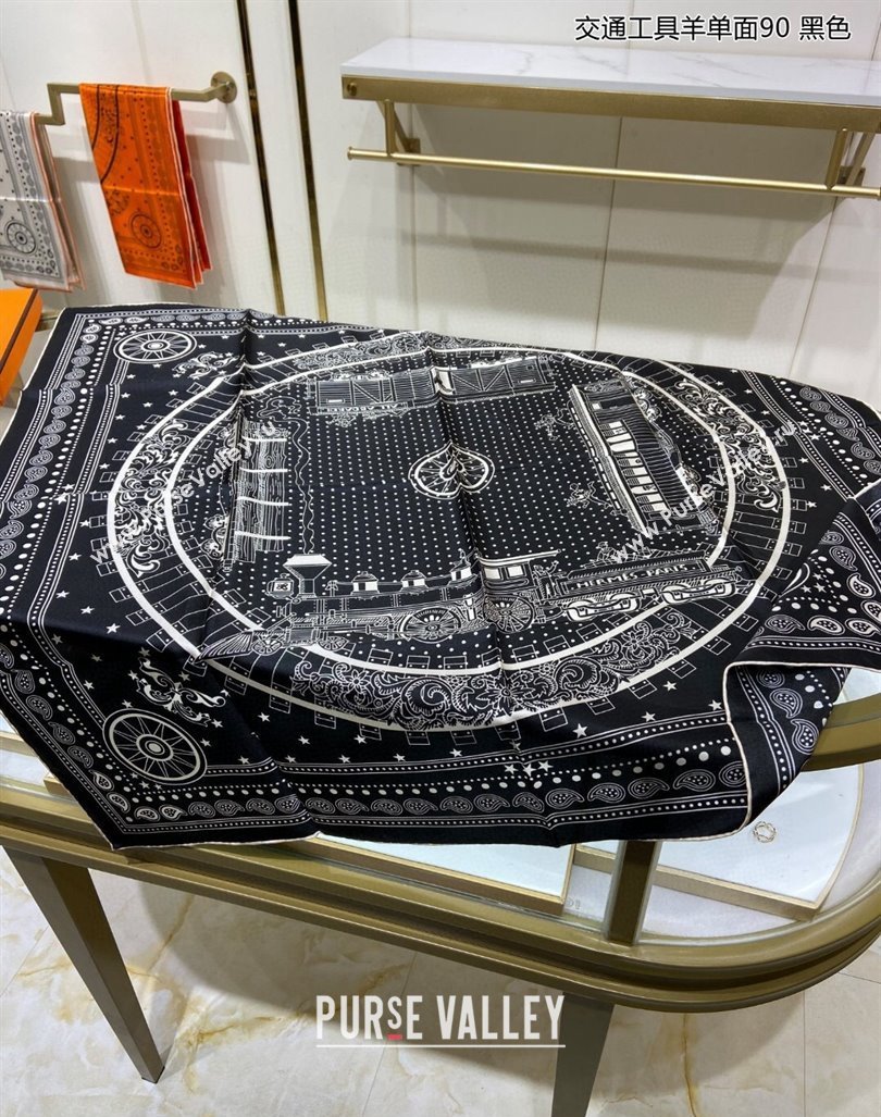 Hermes All Aboard! bandana Sqaure Scarf 90x90cm Black 2024 (A-240407023)