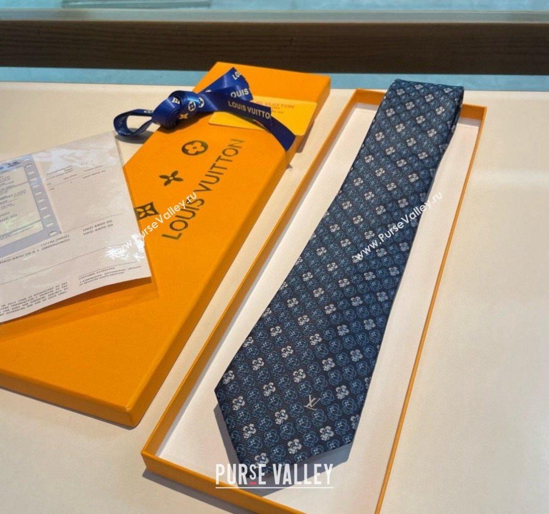 Louis Vuitton Vivienne Silk Tie Dark Blue 2024 0408 (A-240408039)