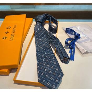 Louis Vuitton Vivienne Silk Tie Dark Blue 2024 0408 (A-240408039)