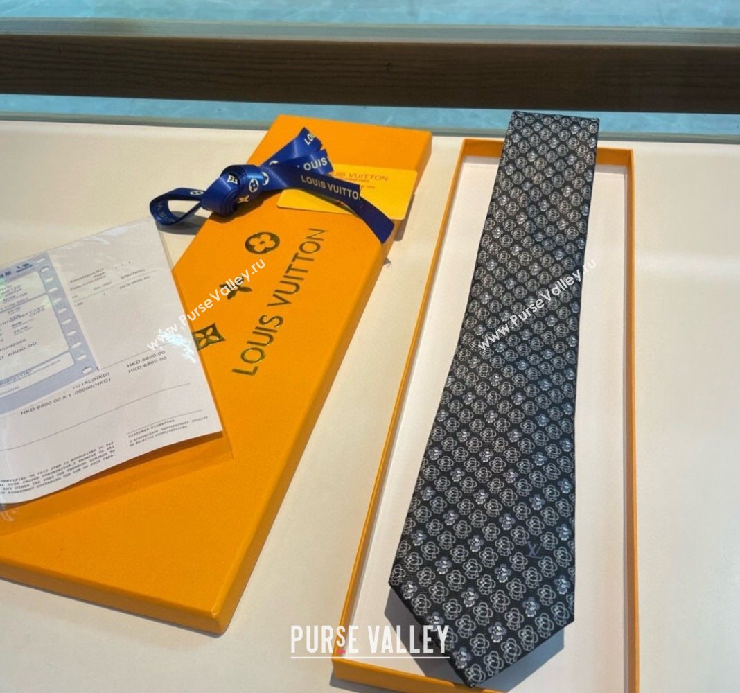 Louis Vuitton Vivienne Silk Tie Black 2024 0408 (A-240408040)