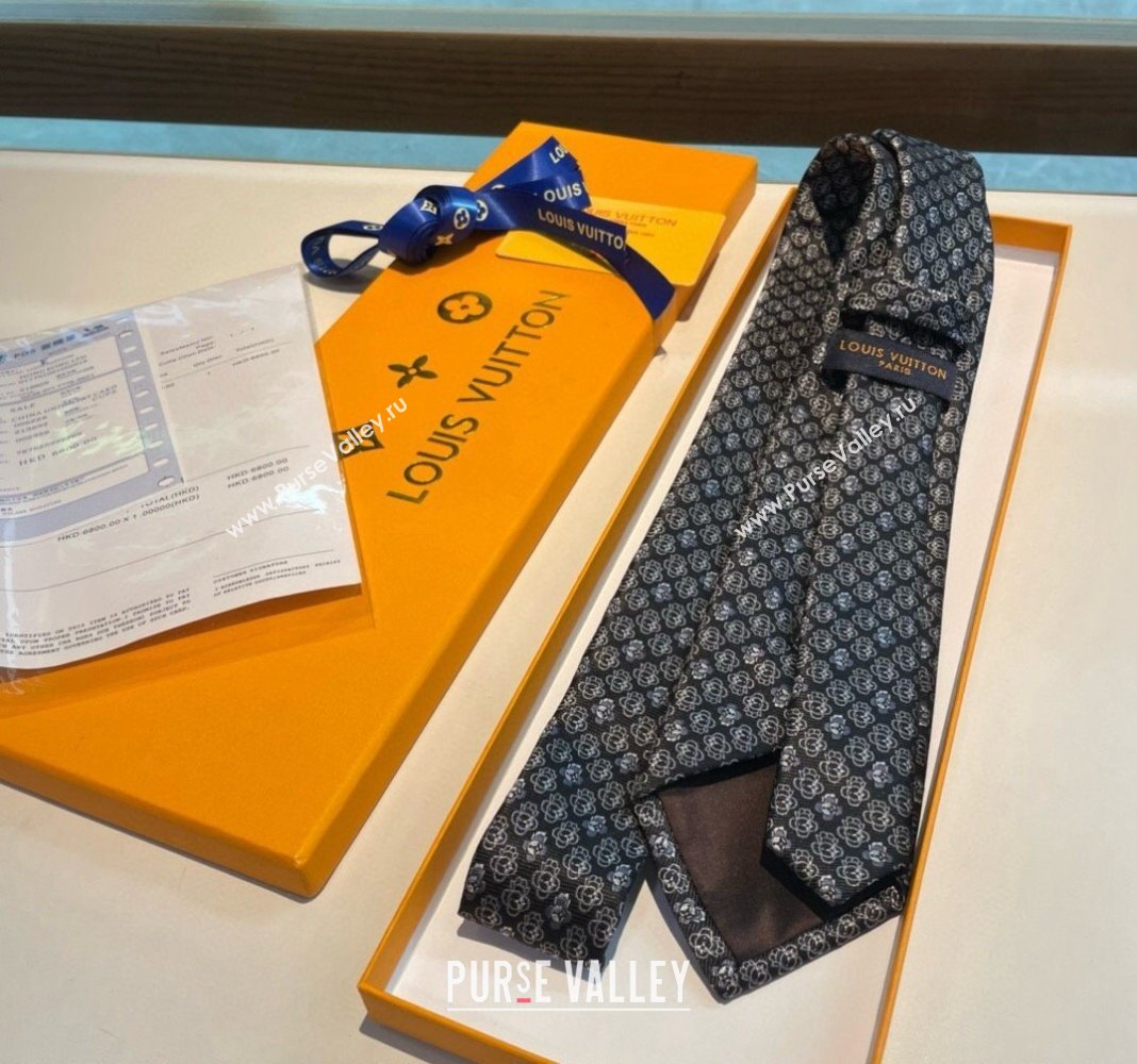 Louis Vuitton Vivienne Silk Tie Black 2024 0408 (A-240408040)