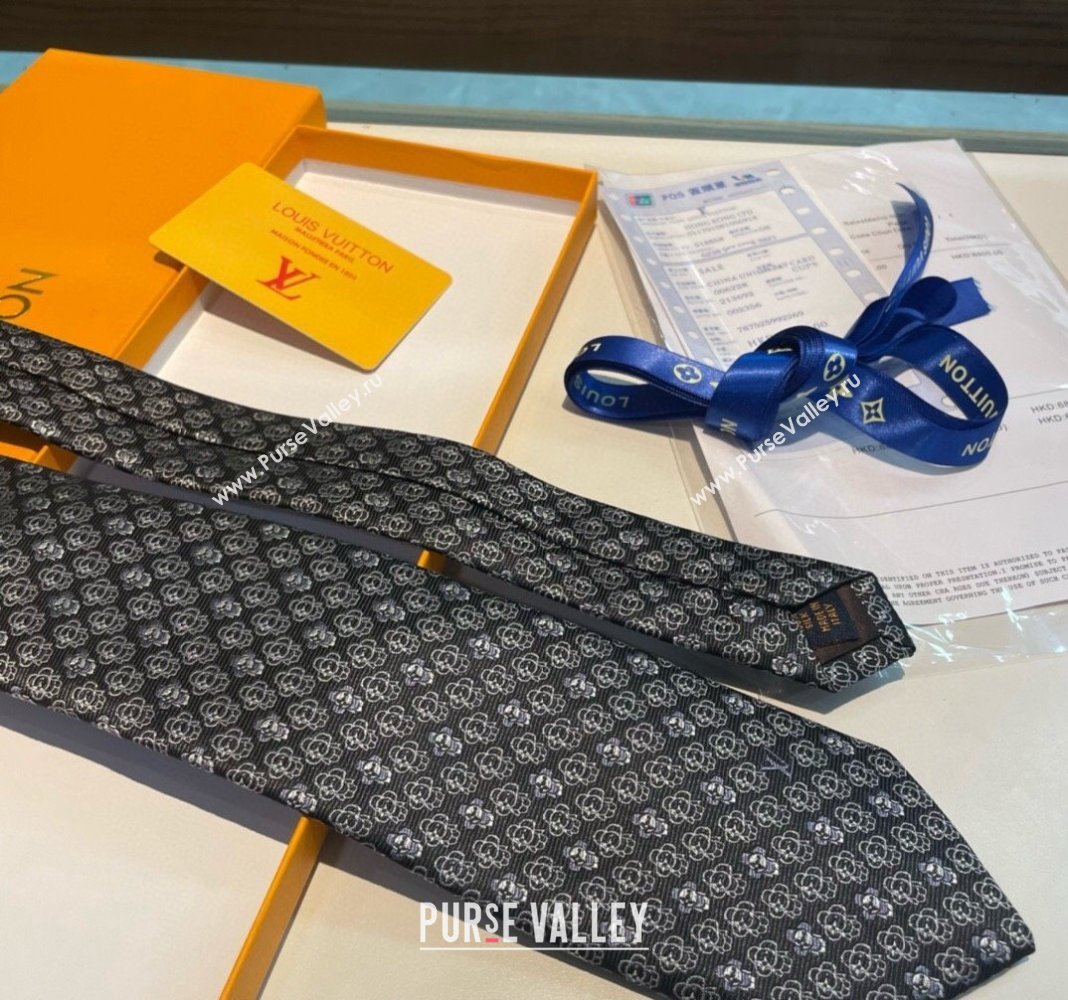 Louis Vuitton Vivienne Silk Tie Black 2024 0408 (A-240408040)
